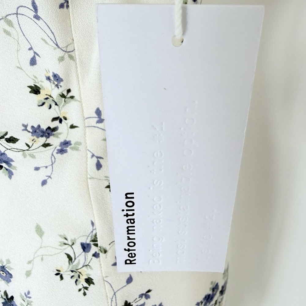 NWT Reformation Frasier Dress Madeline Floral Ruched Side Slit Midi Size 0 NEW - Picture 6 of 14
